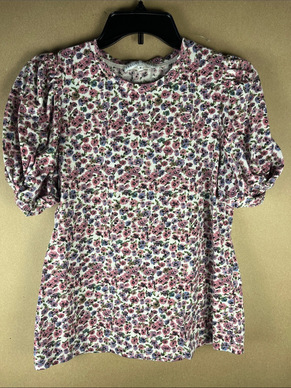 English Factory Floral Puff Sleeve Top S Cottagecore Ditsy Print Crew Neck